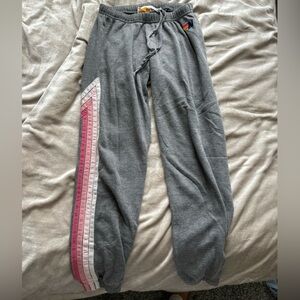 Aviator Nation Sweatpants with pink stripes